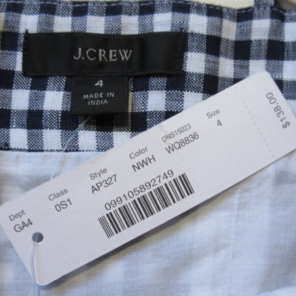 NWT J.Crew Tie-waist Linen Jumpsuit in Navy White Gingham Belted 1-Piece 4 - Picture 10 of 14